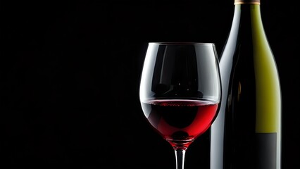 Bottiglia di vino e calice, Sfondo nero