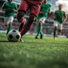 Fototapeta premium Professional soccer player dribbling ball 2