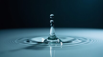 Dynamic water drop impact with splash and concentric ripples