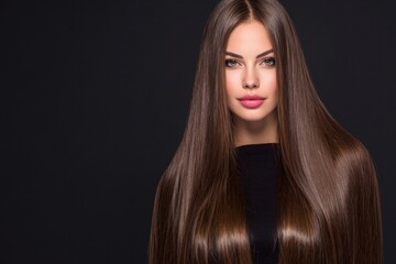 A stunning fashion model with long blonde hair and dark makeup is looking at the camera in a studio