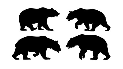 Black Bear Silhouettes in Various Poses animal wildlife