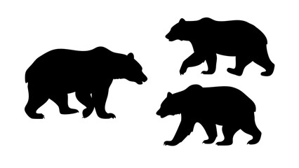 Black bear silhouettes in various poses animal wildlife