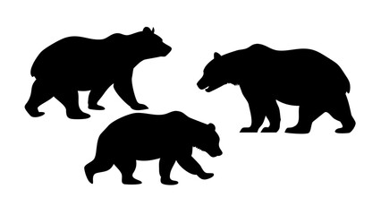 Black bear silhouettes in various poses animal wildlife