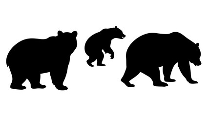 Black bear silhouettes in various poses animal wildlife