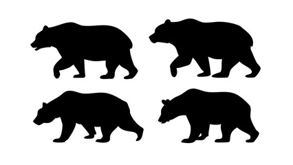 Black bear silhouettes in various poses animal wildlife