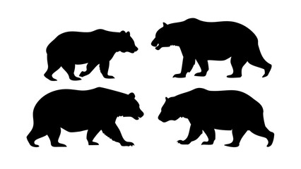 Black bear standing and walking silhouettes wildlife