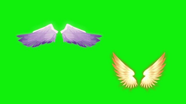 Angel birds flying wings animation video green screen.