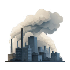 Fototapeta premium Factory with smoke icon, environmental pollution concept, vector style, dark tones on white