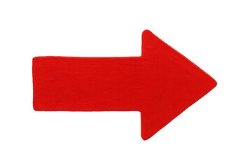 Fototapeta premium Bright red directional arrow pointing rightward, transparent backdrop highlighting navigation or emphasis marker