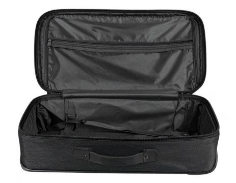 Open travel bag or sport bag isolated on transparent background