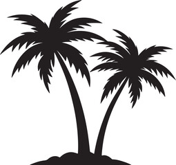 Obraz premium palm tree silhouette, vector and illustration, black and white