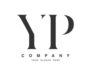 YP logo design. Initial letter y and p serif font style. Creative classic company name typography. Trendy logotype or identity.