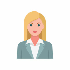 Blond haired professional woman in a suit illustration avatar symbol for business or corporate profile