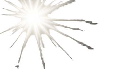 Transparent sunlight rays with realistic lens flare effect, bright white light beams spreading from the top left corner, soft glowing gradient, isolated PNG on transparent background, high-quality lig