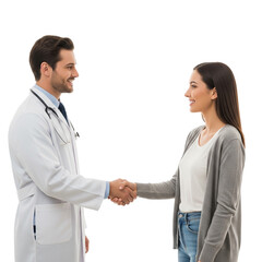 Doctor Greeting Patient with Handshake in Clinical Setting