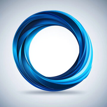 Abstract Blue Swirling Circle;  Dynamic 3D Ring Design