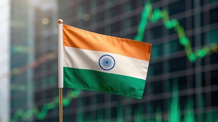 Indian flag overlay on stock market graph — representing economic growth and digital finance trends
