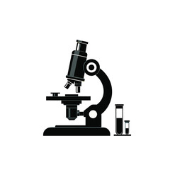 Microscope and Test Tube Silhouette Icon