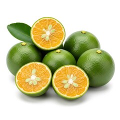 fresh green tangerines citrus fruit whole halved