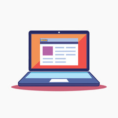 Modern Laptop Computer Front View &ndash; Flat Vector Illustration