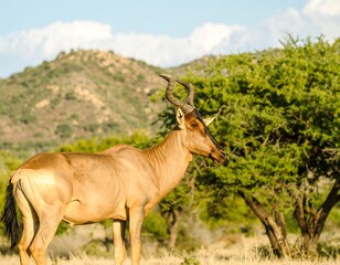 Tawny antelope in African savanna