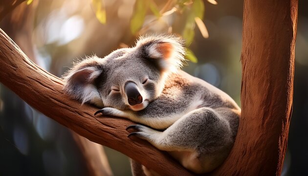 adorable koala bear sleeping in a tree wildlife photography - Powered by Adobe