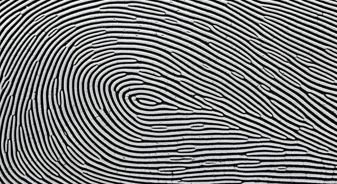 Abstract Fingerprint Texture High-Resolution Black and White Image of Unique Pattern