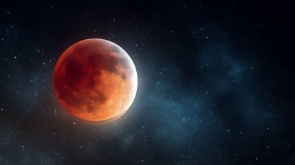 Obraz premium An astronomy illustration of the blue earth and its moon orbiting a dark night sky filled with stars