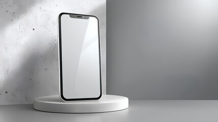 a clean white phone mockup standing upright with subtle glow