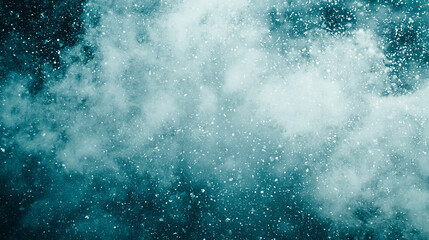 Obraz premium Teal abstract background: swirling mist and scattered particles