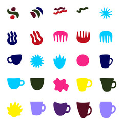 a variety of coffee cups and saucers