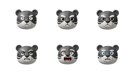 Obraz premium Panther faces expressions set