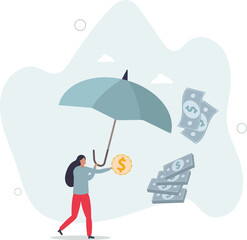 High interest rates concept. character opening savings account and receiving interest on deposits.human life.