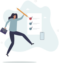 schedule planning concept.Character planning work tasks, filling check list.human life.