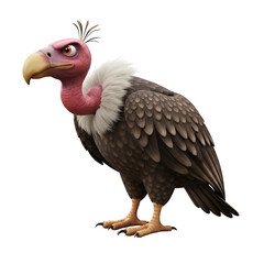 Obraz premium Cartoon Brown and Gray Vulture with Red Face on Black Background