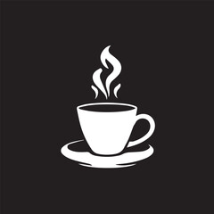 Steaming Cup of Coffee: A minimalist black and white image of a coffee cup, filled with steaming hot coffee, offers a visual metaphor for moments of relaxation and invigorating energy.