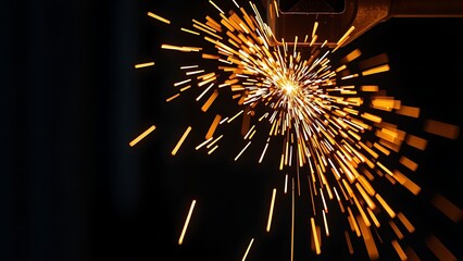 Abstract close-up of glowing sparks in metalworking, highlighting industrial energy and craftsmanship.