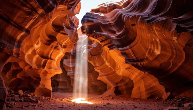 Exploring natural wonders antelope canyon's stunning light beams arizona landscape photography desert environment aesthetic view