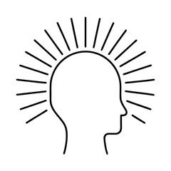 Minimalist line art illustration of a lightbulb symbolizing inspiration and ideas in a clean design