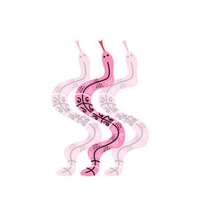 Obraz premium Illustration of a cute pink snake on a white background.