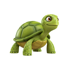 Fototapeta premium Cartoon Turtle With Green Shell And Orange Eyes on a Transparent Background
