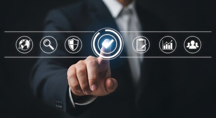 Business icons selection digital interface technology