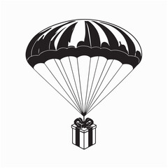 A gift box flying on a parachute represents a delivery or bonus concept