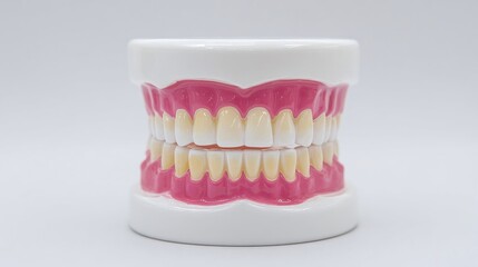 Obraz premium Dental Model: A detailed replica showcasing the human teeth and gums, perfect for educational and dental healthcare settings.