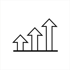 Growth chart icon with upward arrows, representing business success, financial increase, progress, and positive performance statistics.