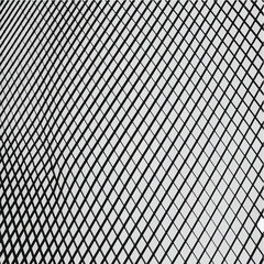 Diagonal Grid Pattern - Abstract Black and White Lines and Mesh