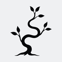 Silhouette abstract tree growing vector illustration