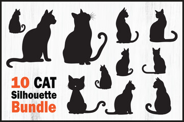 Leaping Cat Silhouette – Jumping Feline Vector Clipart Design