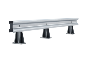 Silver road barrier with three posts safety structure on transparent background