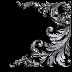 Fototapeta premium an ornate decorative piece with intricate scrollwork that resembles classical architectural elements, possibly suggesting it is made of metal or similar material